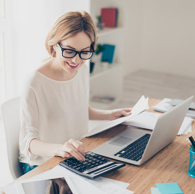 Bookkeeper at computer